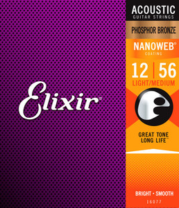 סט מיתרים לאקוסטית ELIXIR 16077 Phosphor Bronze L/Meds 12-56