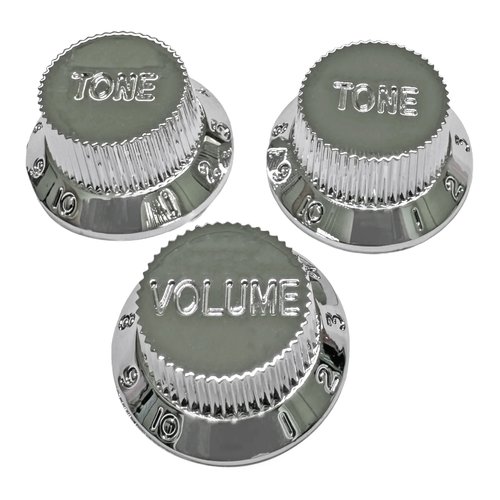 סט 3 כפתורים לגיטרה AX-LA496A515 AxLabs Strat-Style Knob Kit (3) - Chrome
