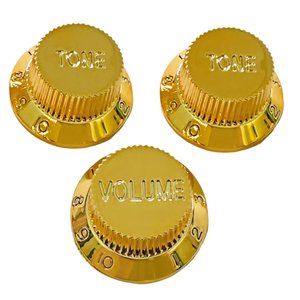 סט 3 כפתורים לגיטרה AX-LB496B515 AxLabs Strat-Style Knob Kit (3) - Gold