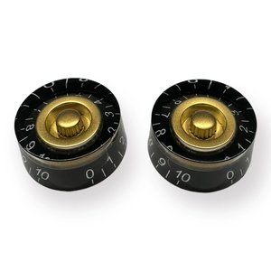 סט 2 כפתורים לגיטרה AX-LB527-2 AxLabs Black And Gold Speed Knob With White Font