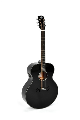 גיטרה אקוסטית ג'מבו שחורה מוגברת SIGMA GJM-1E-MFBK