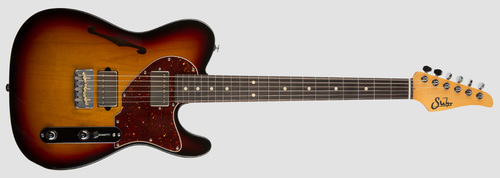 גיטרה SUHR Alt T Chambered with F Hole 3 Tone Burst Rosewood Fingerboard
