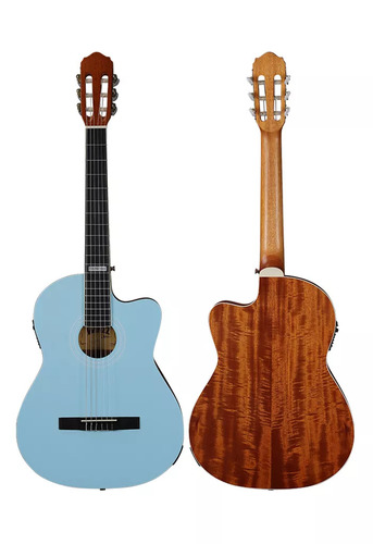 גיטרה קלאסית דקה מוגברת WINZZ AC171CE Thin body classcial guitar blue Matt finish