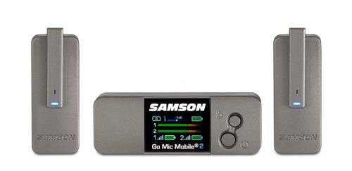 2 מיקרופונים דש אלחוטיים + מתאם לטלפון נייד SAMSON Go Mic Mobile 2 Digital Wireless Dual Channel