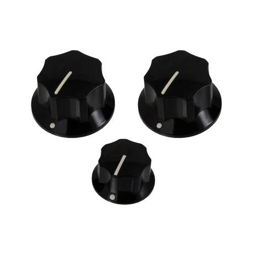 3 כפתורים לבס Allparts PK-0174-023 Black Knob Set for Jazz Bass® (2 Large, 1 Small)