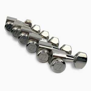 סט מפתחות ננעלים 6 בשורה ניקל Allparts TK-7107-001 True Lok Mid-Size Locking Tuners