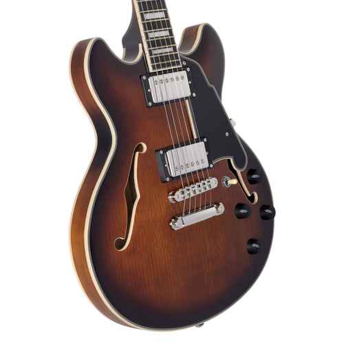 גיטרה חשמלית 1/4 נפח D'Angelico PREMIER MINI DC BROWN BURST