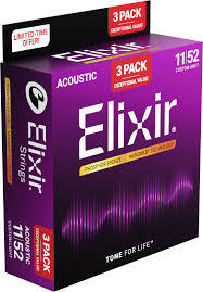 מארז 3 סטים 16027 לאקוסטית ELIXIR NANO PHOS BRONZ 16568 11-52
