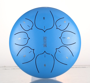 סטיל דראם HLURU THL8-8 Sky Blue Steel Tongue Drum 8" 8 notes lotus Carbon steel C5 Major