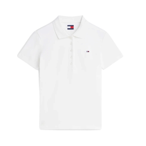 חולצת פולו TOMMY JEANS מידות XS-XL לנשים בגוון לבן קלאסי