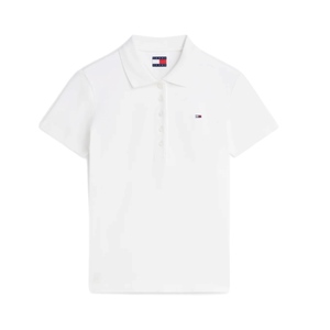 חולצת פולו TOMMY JEANS מידות XS-XL לנשים בגוון לבן קלאסי