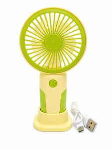 מאוורר ידני נטען USB עם מעמד – מאוורר מיני נייד ירוק צהוב