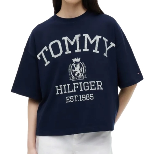 חולצה TOMMY JEANS מידות XS-XL לנשים בגוון נייבי עם הדפס