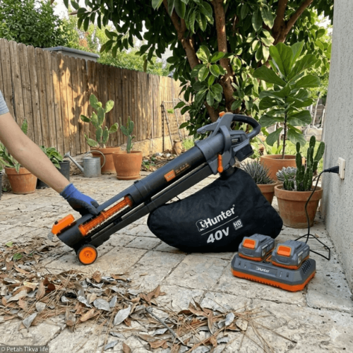 מפוח עלים נטען 40V + שתי סוללות 4Ah ומטען כפול HUNTER 