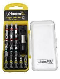 סט ביטים 15 יח׳ + מאריך נירוסטה S2 שחור מהיר Hunter
