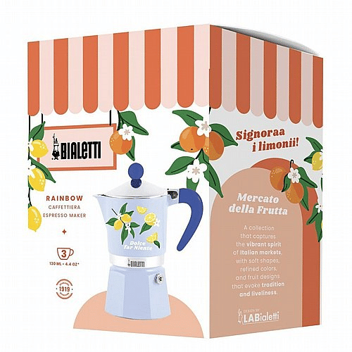 ‏מקינטה ריינבו לימון 3 כוסות + 4 כוסות אספרסו Bialetti Rainbow Mercato Della Frutta Lemons