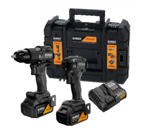 סט אימפקט בראשלס 18V + זוג סוללות 5A + מטען מהיר+מארז, DeWALT- MCLaren FORMULA 1 TEAM 