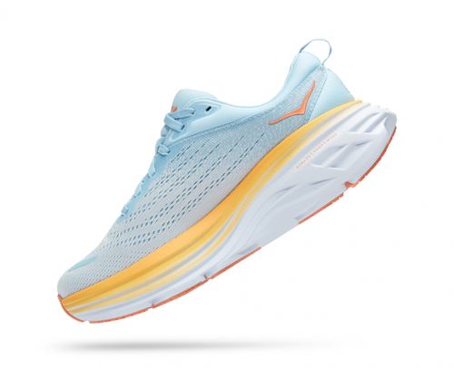 HOKA Bondi 8 WIDE - נעלי ספורט נשים הוקה בונדי 8 בצבע תכלת בהיר/כתום