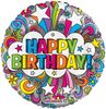 בלון מיילר צבעוני כ-46 סנטימטר - Happy Birthday צבעוני