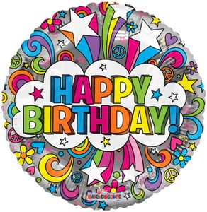 בלון מיילר צבעוני כ-46 סנטימטר - Happy Birthday צבעוני