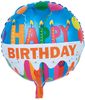 בלון מיילר צבעוני כ-46 סנטימטר - Happy Birthday נרות