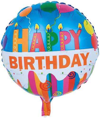 בלון מיילר צבעוני כ-46 סנטימטר - Happy Birthday נרות