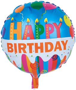 בלון מיילר צבעוני כ-46 סנטימטר - Happy Birthday נרות