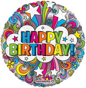 בלון מיילר צבעוני כ-46 סנטימטר - Happy Birthday צבעוני