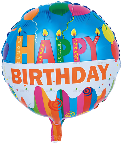 בלון מיילר צבעוני כ-46 סנטימטר - Happy Birthday נרות