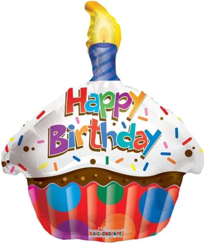 בלון מיילר צבעוני כ-46 סנטימטר - Happy Birthday מאפינס