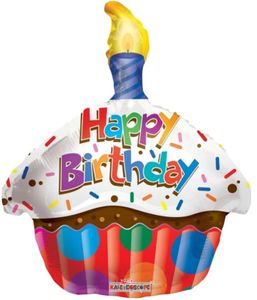 בלון מיילר צבעוני כ-46 סנטימטר - Happy Birthday מאפינס