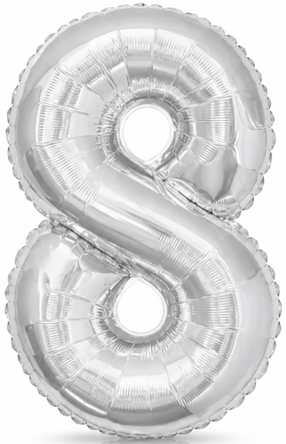 בלון מיילר צבע כסף כ-46 סנטימטר - ספרה 8