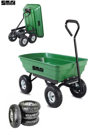 עגלת משא לשטח ולגינה 75 ליטר Heavy Duty-ירוקה