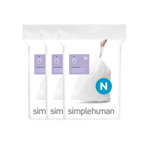 100 שקיות מסוג N לפח 45-50 ל' סימפליומן | Simplehuman  