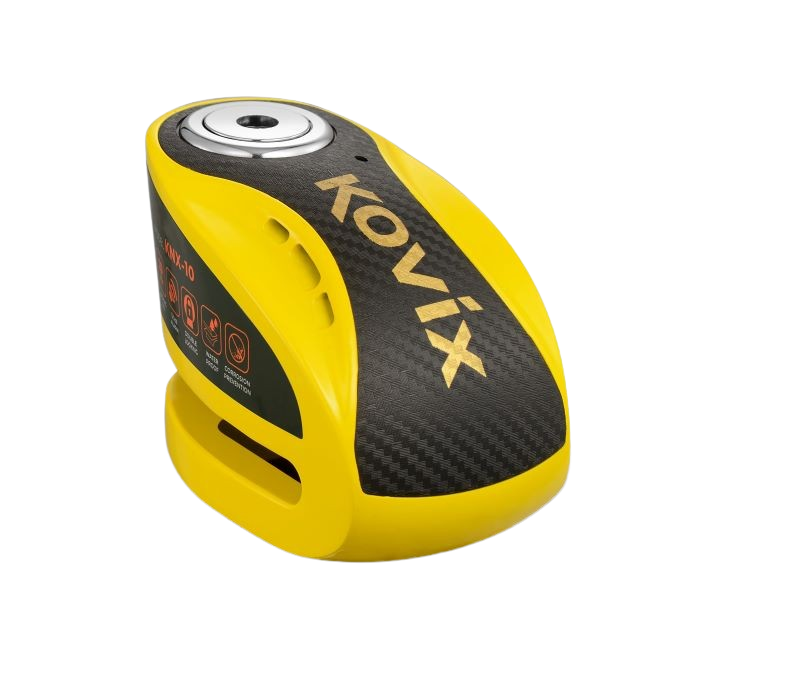 מנעול דיסק עם אזעקה 10 מ"מ צהוב KOVIX קוביקס