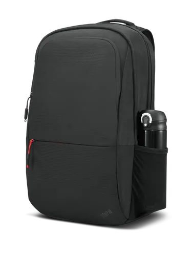 תיק גב Lenovo ThinkPad Essential 16-inch Backpack Eco דגם 4X41C12468 בצבע שחור, עם תא מרופד למחשב נייד עד 16 אינץ', כיסי אחסון, כיס צד לבקבוק מים ורצועת טרולי לנסיעות.