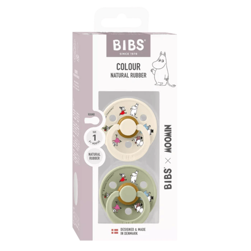 זוג מוצצי קולור לטקס Moomin Friends שנהב מיקס מידה 1 BIBS 