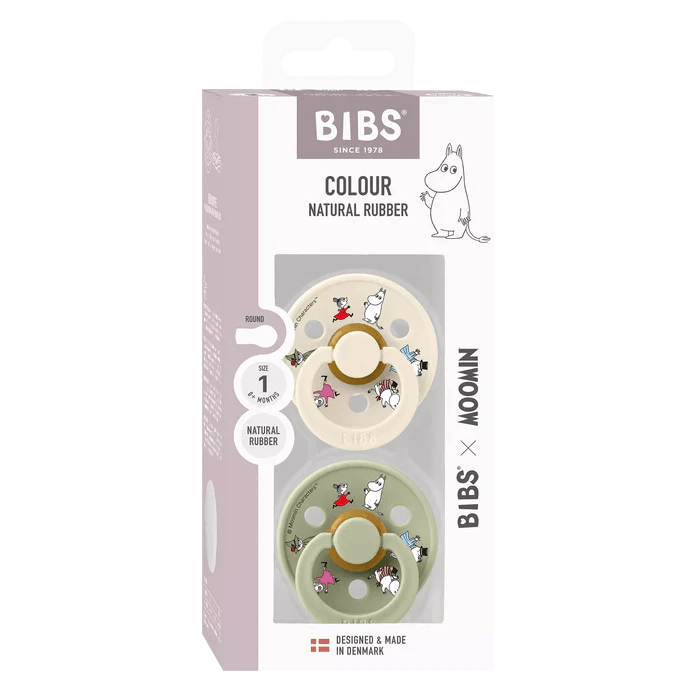 זוג מוצצי קולור לטקס Moomin Friends שנהב מיקס מידה 1 BIBS 