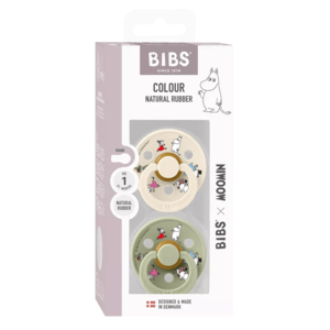 זוג מוצצי קולור לטקס Moomin Friends שנהב מיקס מידה 1 BIBS 