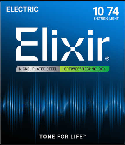 סט מיתרים לחשמלית 8 מיתרים ELIXIR OPTIWEB 19062 10-74
