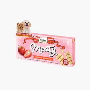 MEATY - חטיף מיובש בהקפאה דמוי שוקולד עוף ותות שדה 20 גרם