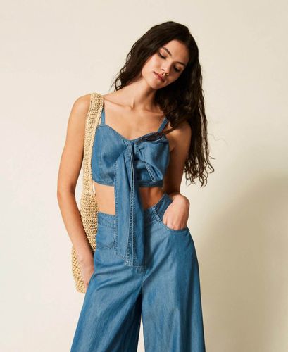Denim top with bow