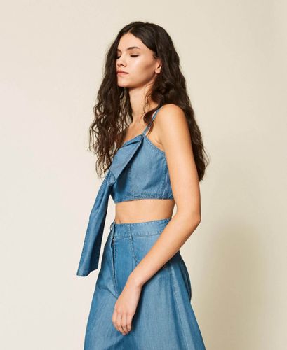 Denim top with bow