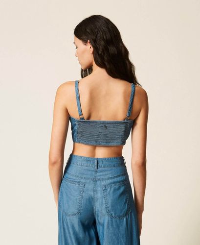 Denim top with bow