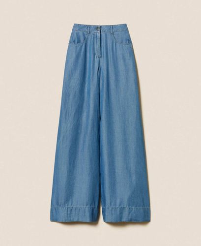 Denim palazzo trousers