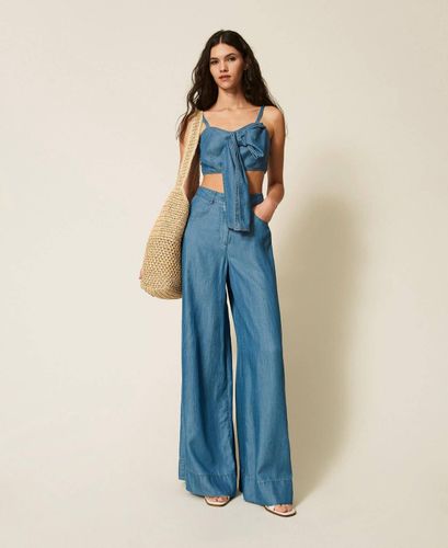 Denim palazzo trousers