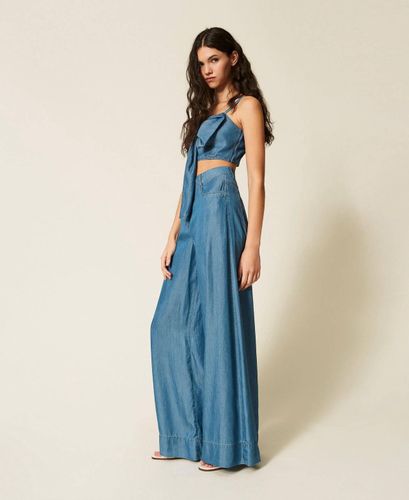 Denim palazzo trousers