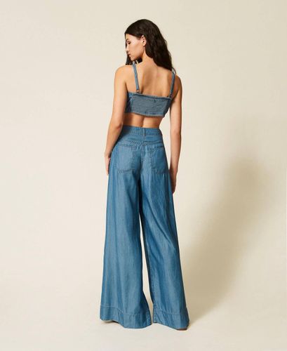 Denim palazzo trousers