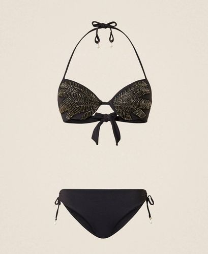 Push-up bikini top with embroidery and briefs