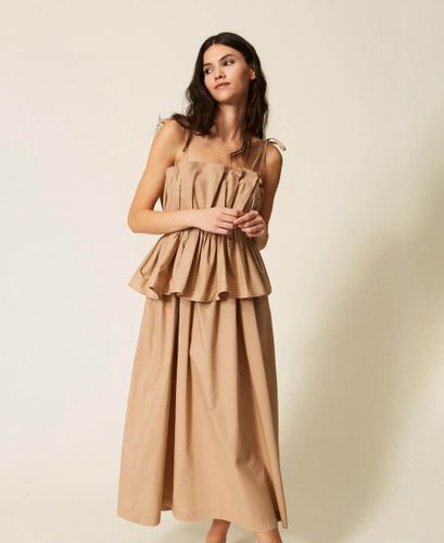 Long poplin dress with flounce